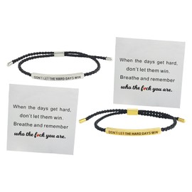 YZZT Armband mit Aufschrift "Don't Let The Hard Days Win", für Damen, verstellbar, handgefertigt, geflochten, für Familie, Freunde, Mädchen, 2 Stück, S, Titanstahl, Kein Edelstein