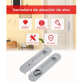 Cerradura de Puerta corrediza, Aleación de zinc cerraduras con 3 llaves, Cerradura de Puerta Granero, Cerradura Puertas de balcón