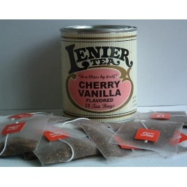 Lenier Tea 2 Tins Cherry Vanilla Biodegradable Nylon Tea Bags 18 Count Each Reusable Tin