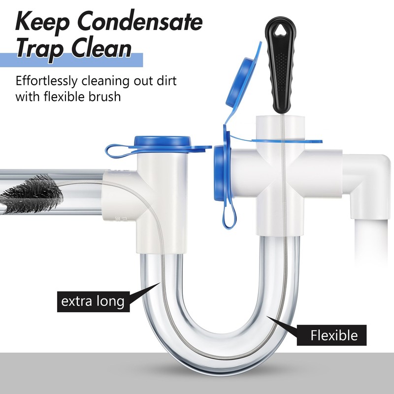 Gulfmew 3 Pcs Condensate Trap Flexible Drain Brush, 48 Inch