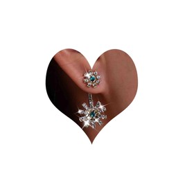 Atentuyi Boho CZ Flower Earrings Gold Flower CZ Stud Earrings CZ Flower Stud Earrings Flower Rhinestone Earrings CZ Front Back Earrings Jewellery for Women and Girls, Alloy Steel