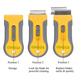 FOSHIO Plastic Retractable Razor Blade Scraper for Glass Adhesive Removing with 10pcs Extra Spare Blades, Professional Window Tint Vinyl Wrapping Tools