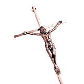 ALDENTA Crucifix Wall Cross - Catholic Wall Crucifix Crosses 10 Inch - Metal Wall Crosses for Home Decor - Antique Copper/Rose Gold