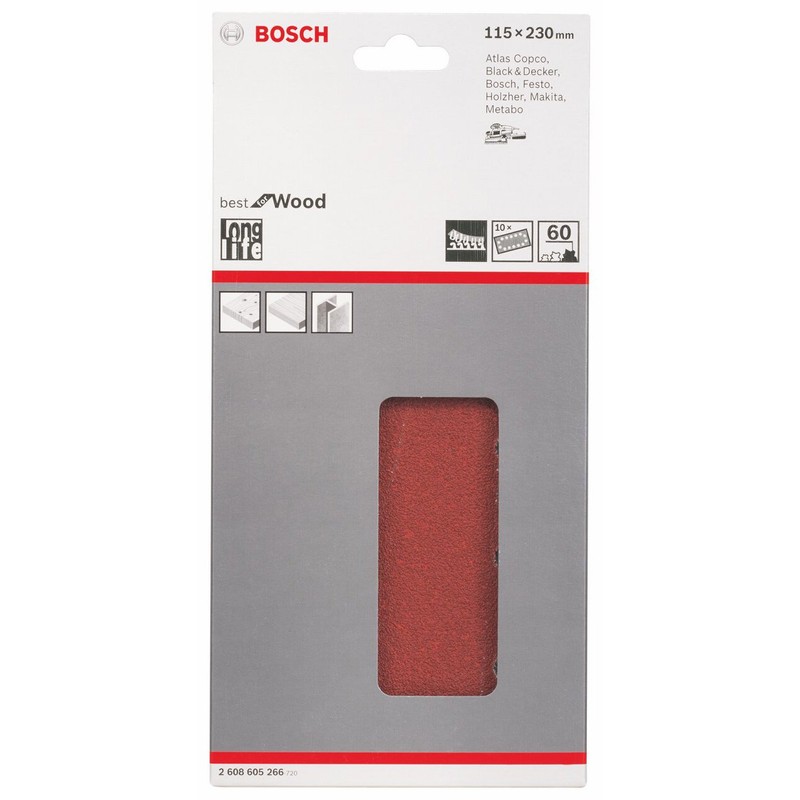 Bosch 2608605266 115 x 230 mm Sanding Sheets for Orbital
