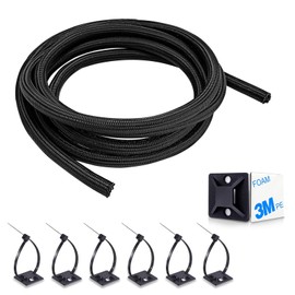 HERKINDNESS 300 cm Flexibler Kabelkanal, Durchmesser 13-20 mm Kabelschutzschlauch, Selbstrollend Kabelschlauch Schwarz, mit Selbstklebender Befestigung und Gerollter Streifen, für Kabelschutz