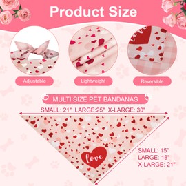 QUQULE Valentines Dog Bandana Small 1PCS, Love Heart Scarf for Boy and Girl, Triangle Reversible Bibs for Small XS Dogs Cats