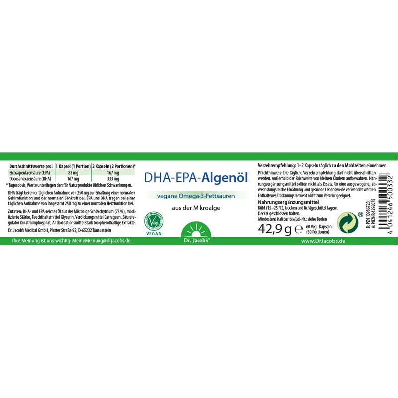 DHA-EPA Algae Oil Capsules I Omega-3 Fatty Acids from Microalgae