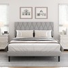 CXVX Full Size Bed Frame with Diamond Tufted Headboard, Linen