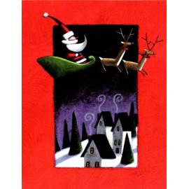 Laurel SANTA CLAUS FLIGHT Laurel Christmas Greeting Card w/ Envelope MG38