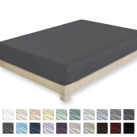 California Design Den 400 Thread Count 100% Cotton 1 Fitted Sheet Only - Extra Deep Pocket Dark Grey King Bottom Sheet, Long - Staple Combed Pure Natural Cotton Sheet, Soft & Silky Sateen Weave