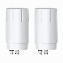 2-Pack Faucet Filter Replacement for Brita Faucet Filtration System, NSF Certified to Reduce Chlorine, BPA-Free, Lasts 4-Months or 100 Gallons, White