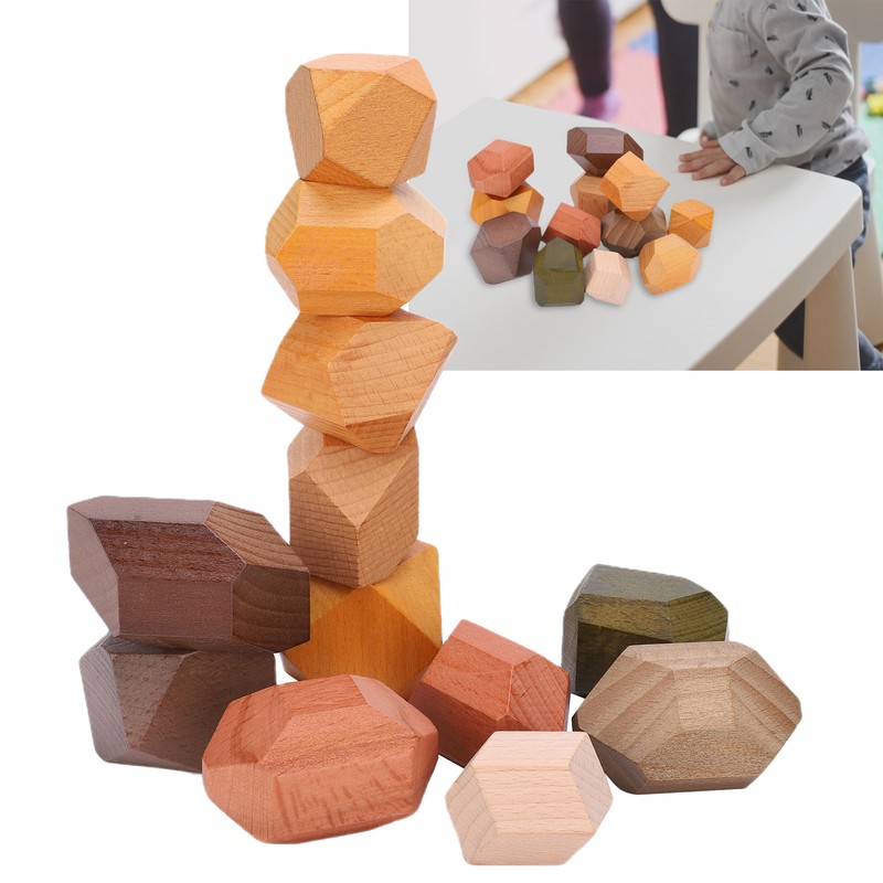 Wooden Stacking Game Building Blocks Educational Desktop Games for Kid