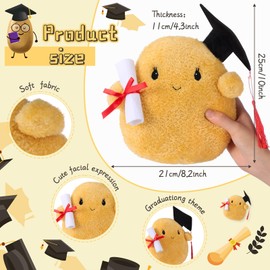 Blueweenly 2025 Graduation Gift 10 Inch Plush Potato Doll with Doctoral Hat, Potato Doll with Grad Cap Positive Support Gifts for College High School Graduation Party Decor