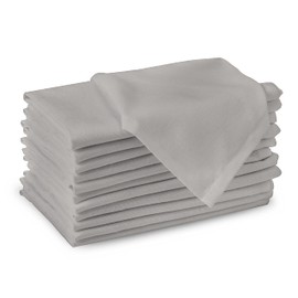 Encasa XO Cotton Cloth Napkins | Set of 12 | Size 43x43 cm | Light Grey Solid Color | Machine Washable