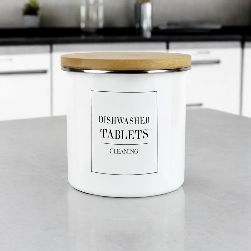 Purely Home Minimalist Range Dishwasher Tablets Storage Canister - White