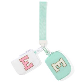 SENDEFN Mini Zip Around Dual Coin Pouch Wristlet Wallets for Women Portable Detachable Leather Keychain Pocket Purse