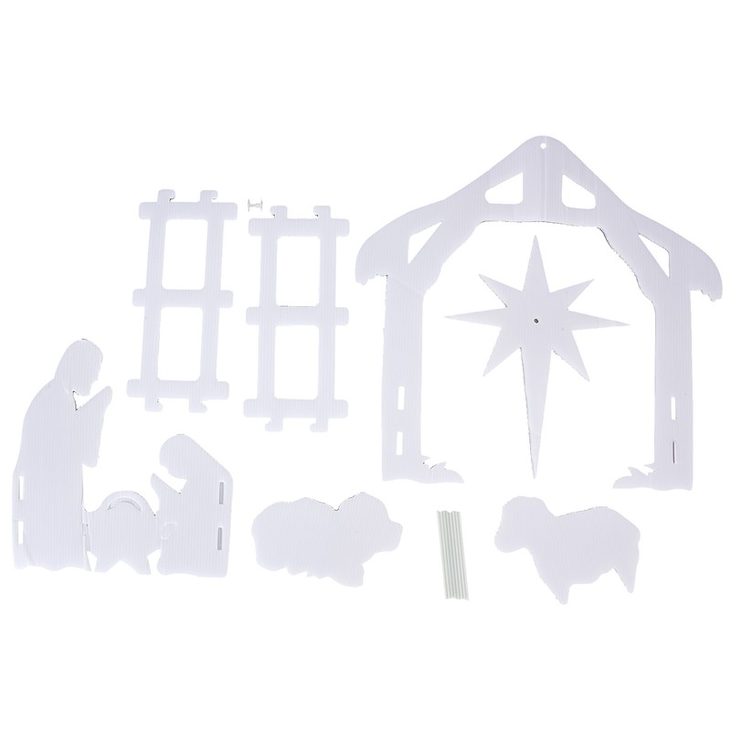 44x27x5cm Christmas Jesus Scene White PP Hollow Board Outdoor Nativity