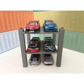 Unbranded 2x 3D Printed Dual Car Stackable Lifts for 1/64 Hot wheels greenlight and more - Gray