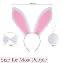 Kvittra 5 PCS Bunny Costume, Easter Animal Rabbit Ears Headband and Tutu Costume for Women, Bunny ears Set Headband Bow Tie Rabbit Paws Tail, Easter Cosplay Accessories for Party Gifts