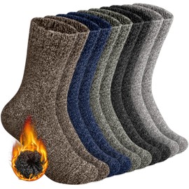 SIHOHAN Mens Wool Socks 5 Pairs Winter Thermal Socks Cozy Warm Thick Boot Sock for Ski Walking Hiking Multicolor 3 Plus, UK 12-15