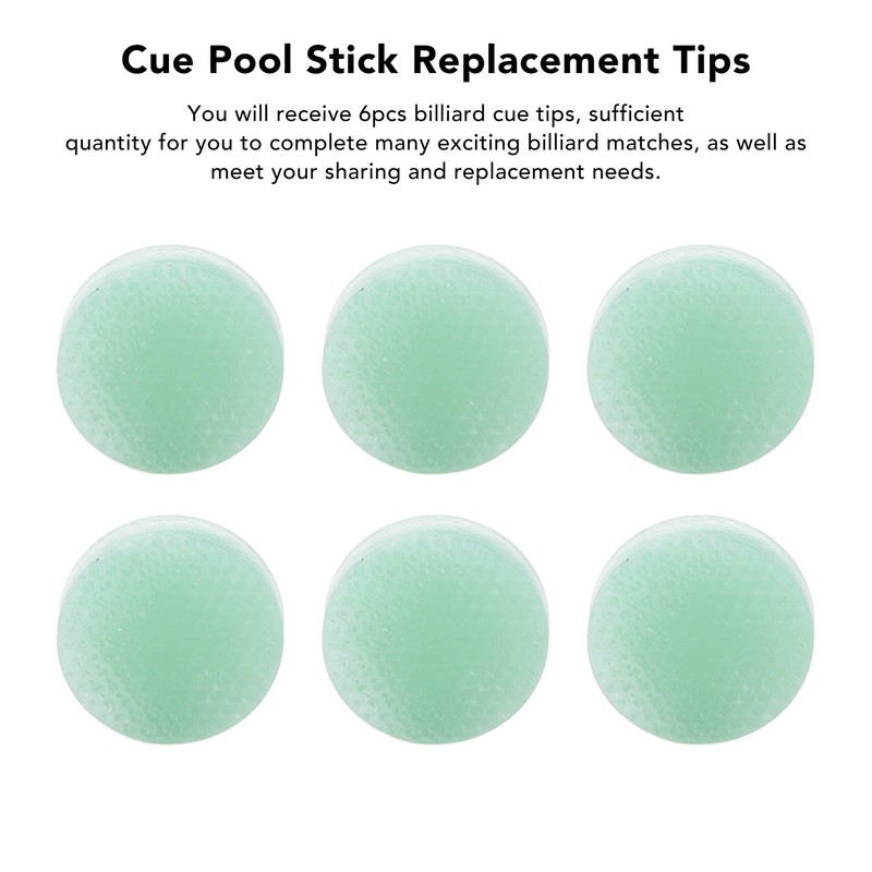 6pcs Billiard Pool Cue Tips 14mm Crystal Pool Cue Tips