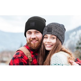 Oxygen8 Beanie Hats for Men Women Cuffed Skull Knit Winter Hats Men & Womens Beanie Cap - Black White Marl Beanie for men Women