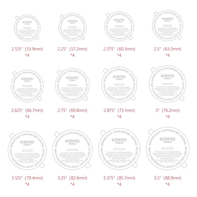 CandMak Candle Dust Covers, 48pcs Printed White Matte Candle Dust