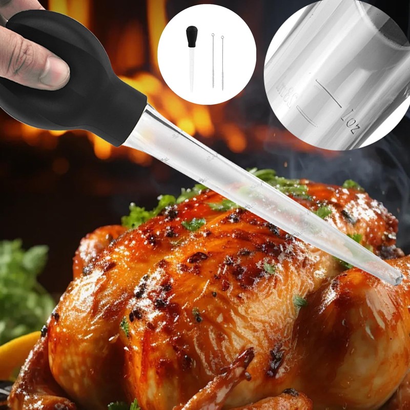 Heat-Resistant Turkey Baster with 2 Cleaning Brushes – Silicone Cooking