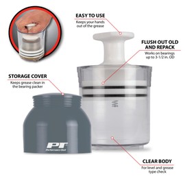 Performance Tool W54175 Portable Bearing Packer for up to 3.5-Inch OD Bearings - Mess-Free, Simple and Impact Resistant with Dust Cover Storage