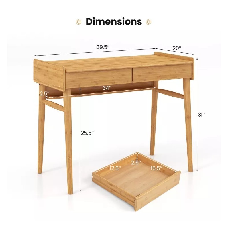 Costway Modern Home Office Computer Desk Writing with 2 Storage