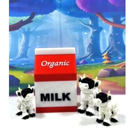 3pcs 3D Printed Highland Cow in Milk Carton, Articulated White and Black Baby Highland Cow Fidget Toy, Fidget ADHD Autism Toy, Mini Gift Idea AHC001-MC