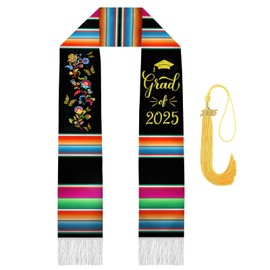 Molsfved Mexican Embroidery Graduation Stole Class of 2025, Hispanic Mexican Graduation Sash for Adult Unisex