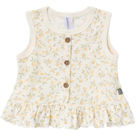 Modern Moments™ by Gerber Baby Girls' Sleeveless Peplum Tops and Shorts Set, Ivory Lemon Vines/Light Yellow, 12 Months