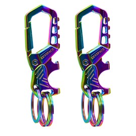 KEYSPACE Keyring Carabiner with Bottle Opener – Key Release with Carabiner Hook & Lever Function – Key Carabiner for Men, multicoloured