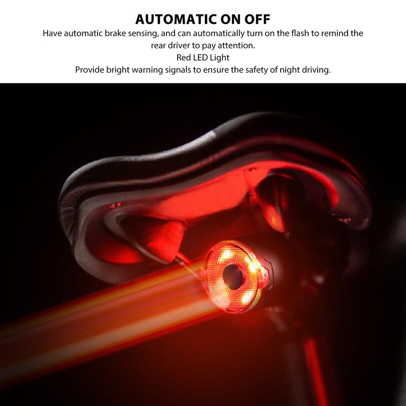 Smart Bike Tail Light Automatic On Off Rechargeable Red Back