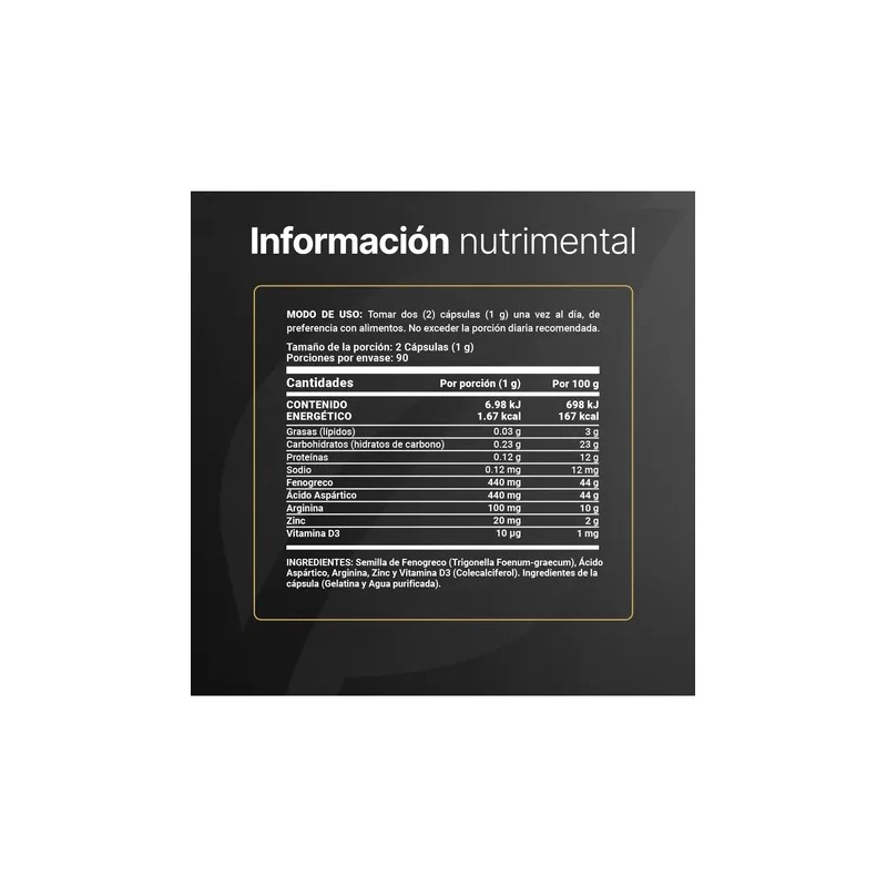 Mens T 180 Cápsulas Testosterona Con Fenogreco Y Zinc B