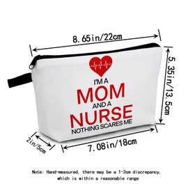 MoCaliduccious "MOM & NURSE Print Makeup Bag Nurse Gift Ideas for Nurses' Day Mom Birthday Nothing Scares Me Nurse Makeup Pouch Travel Cosmetic Organizer Mom Empowerment Gift