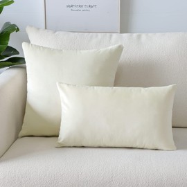 Artscope Luxury Velvet Pillow Covers Super Soft Decorative Square Throw Pillow Covers Case Cushion Covers for Sofa Couch Bedroom Car Decor 18x18 Inch Cream White