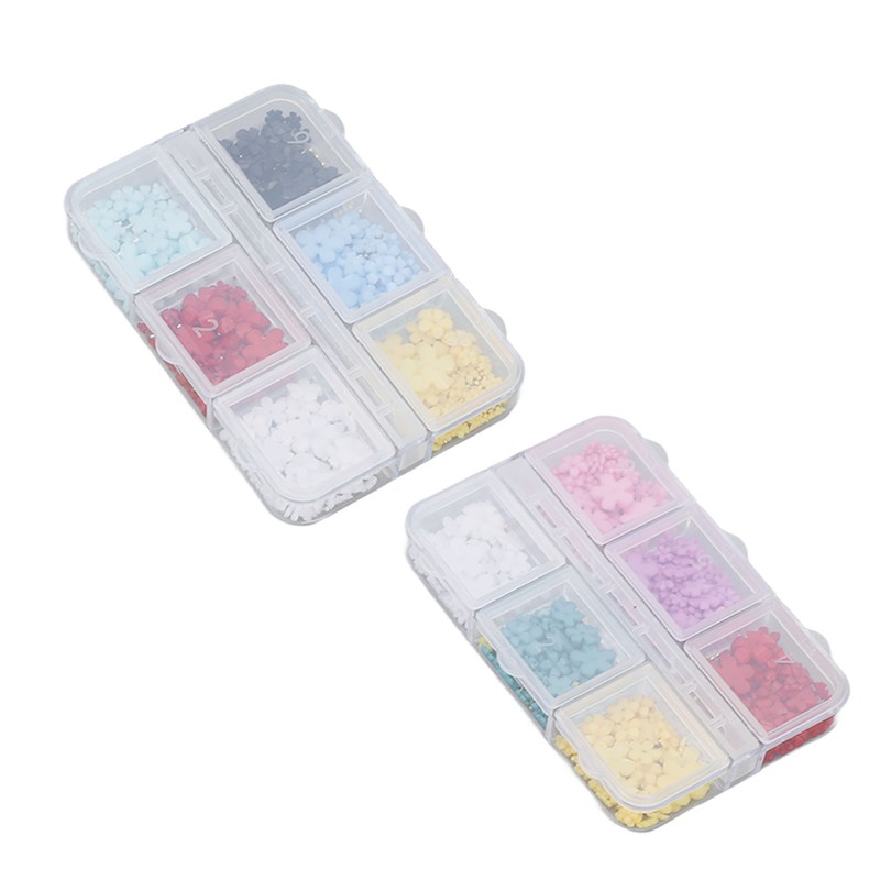 2 Boxes 12 Grids 3D Flower Nail Charms Resin DIY