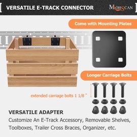 MorScan 6 Pack E-Track Connector with Square Plates, Bolt-on Steel Cargo Securement E Track Compatible Accessory Etrack Rail Adapter for Trucks, Enclosed Trailers, Vans, Warehouses, Garages, Workshops