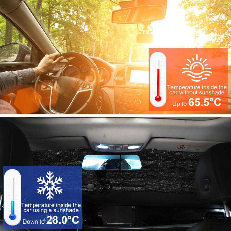 Car Windshield Sun Shade, 2024 Reflector Sunshade Cool Reflective Sun