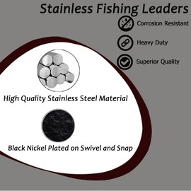 9Tong Stainless Steel Fishing Leaders Freshwater Saltwater Line Wire Leaders Lures High Strength Fishing Leader Wire #5 60lb 11.8in 30pcs