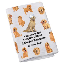 LEVLO Golden Retriever Kitchen Towel Golden Retriever Owner Kitchen Decor Dish Towel Gift for Golden Dog Dad Mom (Without A Golden Retriever)