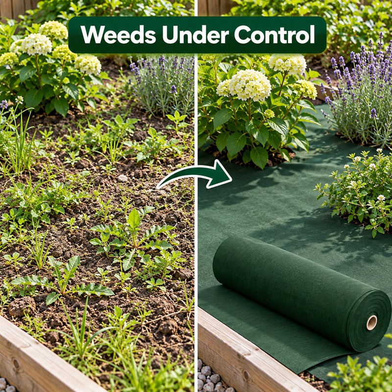 1.2Mx5M Heavy-Duty Green Weed Barrier Fabric – Non-Woven Ground Cover
