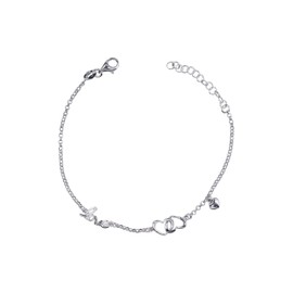 SILBERMOOS Women's Bracelet Love Heart Statement Anchor Chain Fine 16.5 cm + Extension 925 Sterling Silver, Sterling Silver, Not applicable