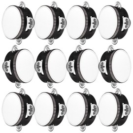 Lukmaa 12 Pcs Wedding Tambourine Drum for Adults Hand Held Percussion Gift Wood Metal Jingles Musical Educational Drum Instrument for Church Wedding Party Games (White,6 Inch)