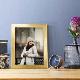 Renditions 6x8 inch Solid Wood Picture Frame, High Definition Glass and High-end Modern Style Ready for Wall and Tabletop Photo Display, Gold Frame