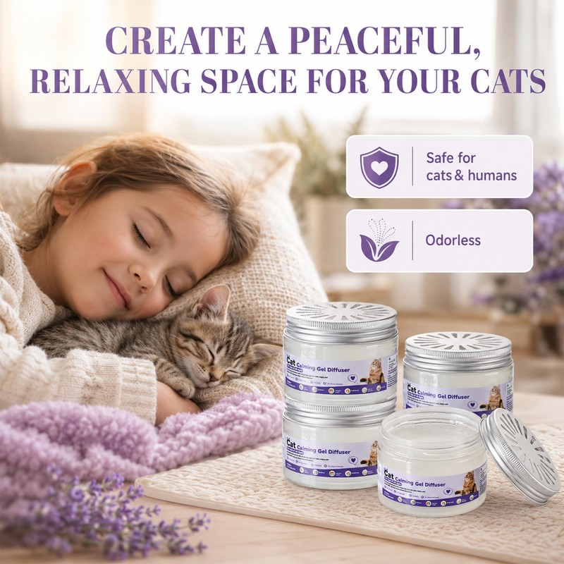 Qouinuey 4 Pack Cat Pheromone Calming Diffuser Gel Relieve Anxiety