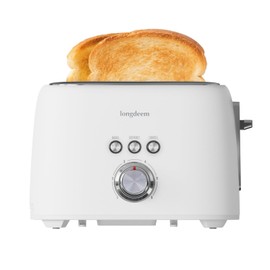 2 Slice Toaster - 1.5" Extra Wide Slots, Stainless Steel, High Lift, 6 Browning, White