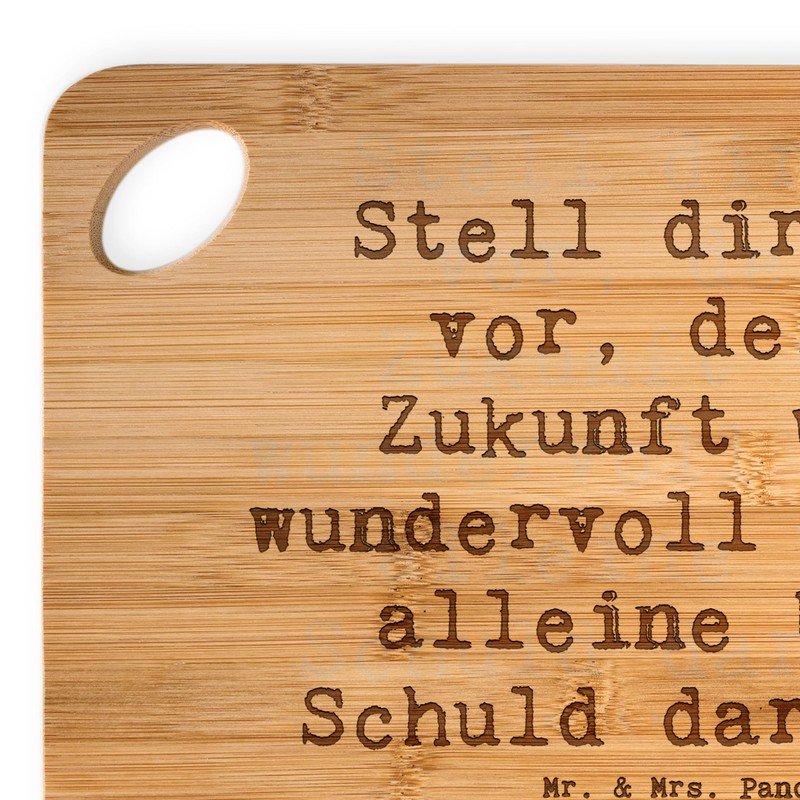 Mr. & Mrs. Panda Bambus - Schneidebrett Spruch Mutig zu